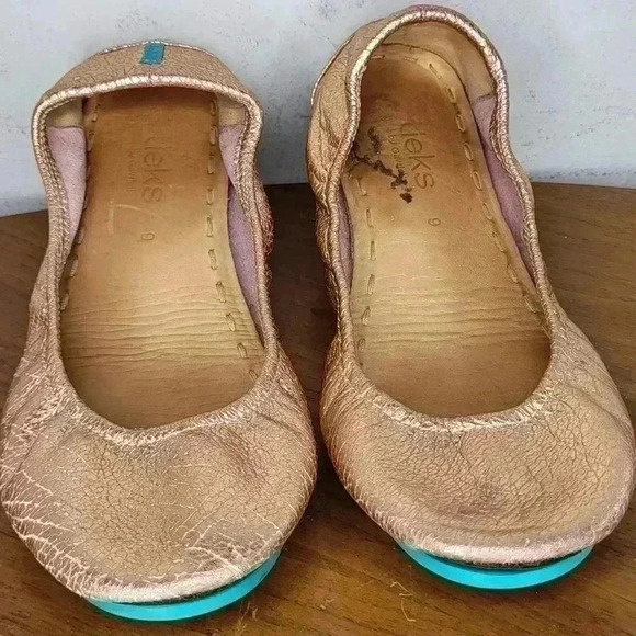Tieks By Gavrieli Metallic Rose Gold Glam Ballet Flats Womens Size 9 Leather - Picture 1 of 9